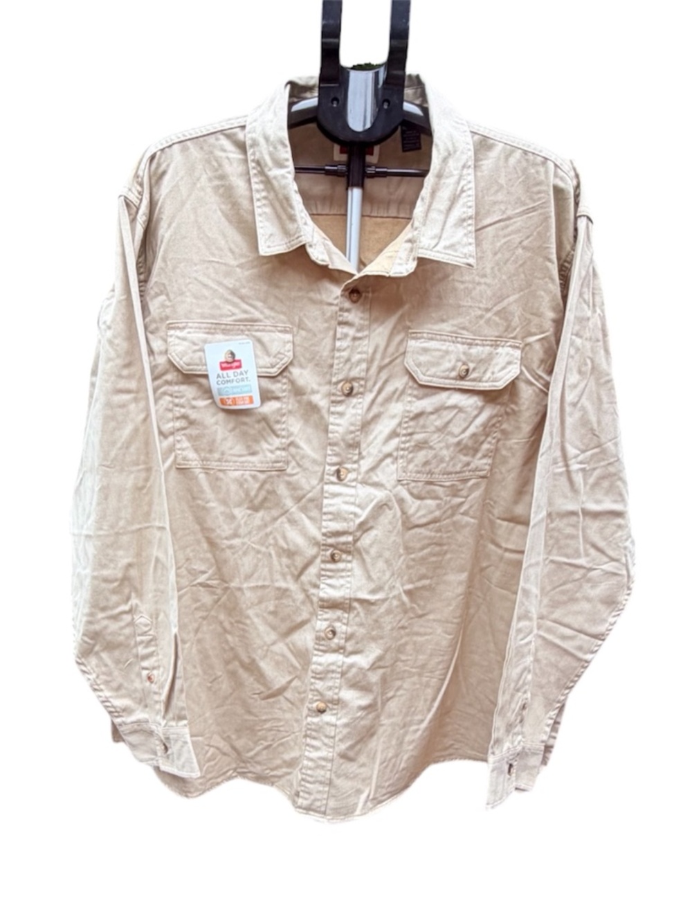 Wrangler All Day Comfort Epic Soft Shirt Mens 3XL Tan Khaki Button Down NWT